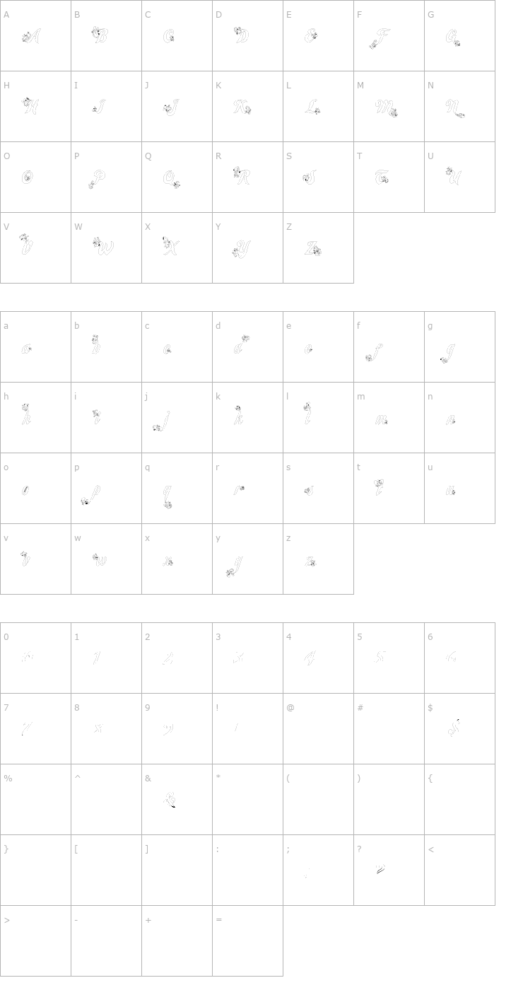 Character Map Wander Font