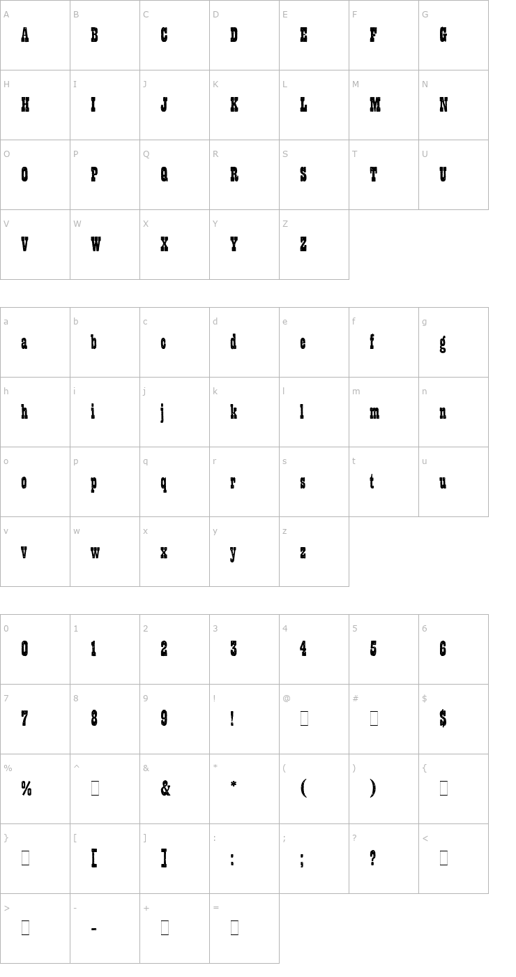 Character Map Wanted Font