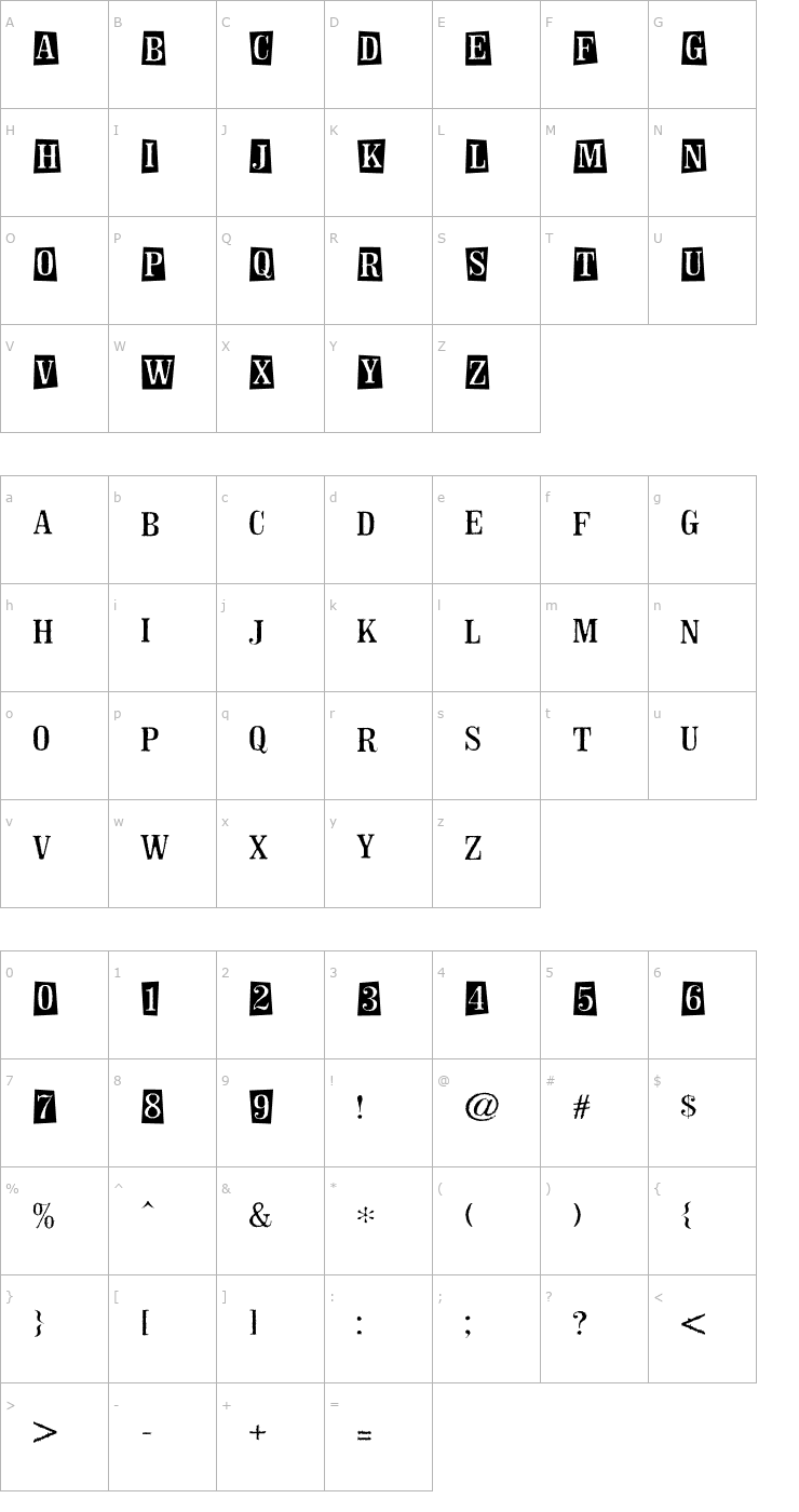 Character Map Wanted Poster OTF Font