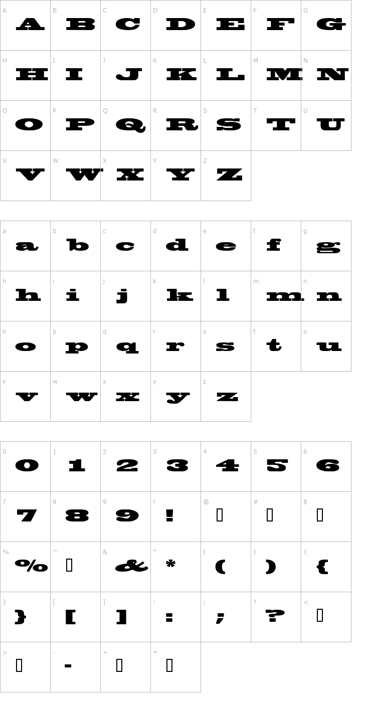 Character Map WantedPosterSSK Font