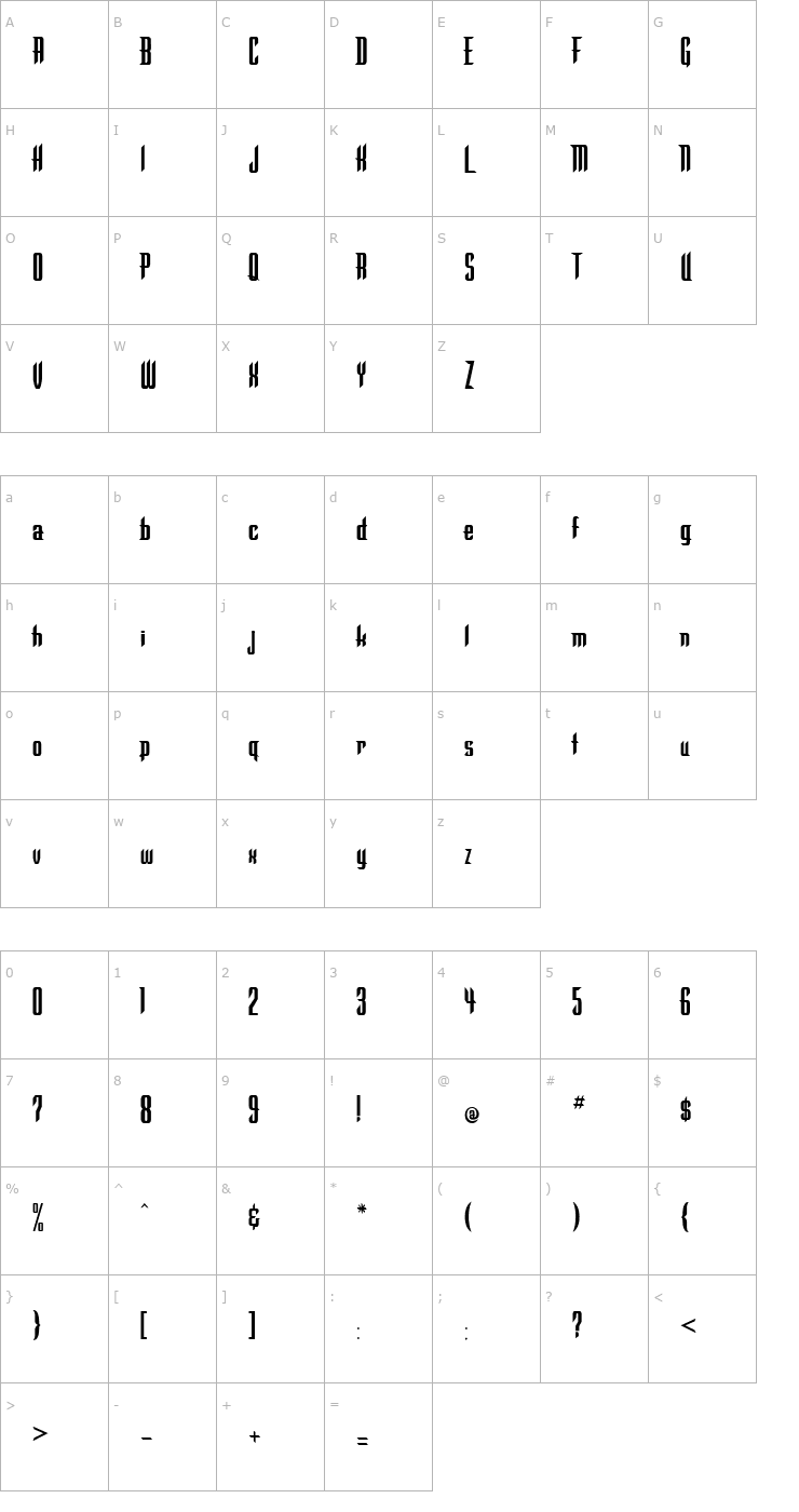 Character Map Warlock Regular Font