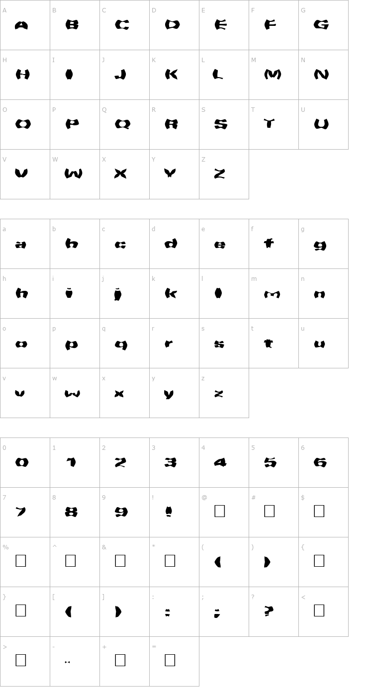 Character Map WarpSpeed Font