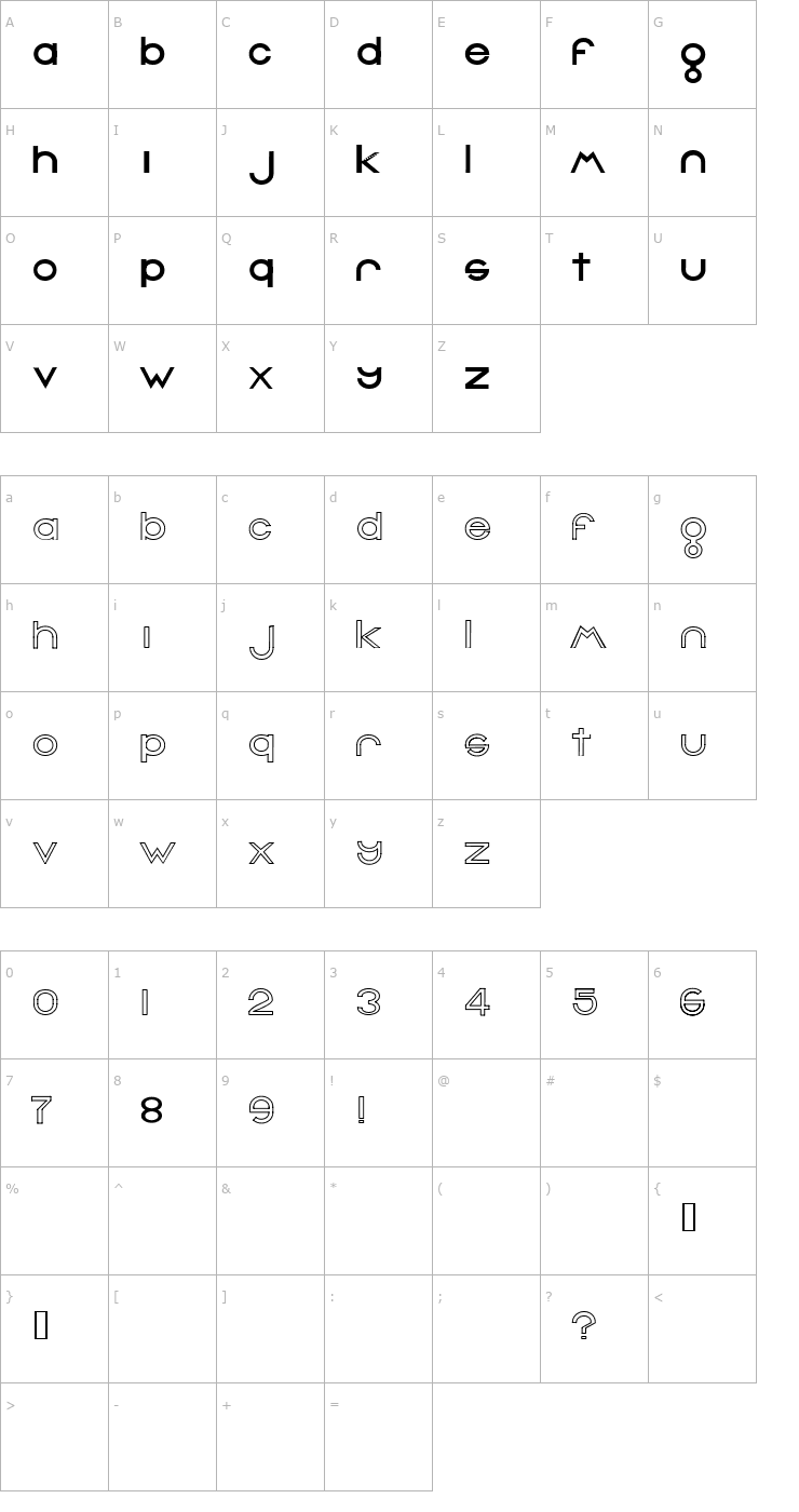 Character Map Warren 1 Font