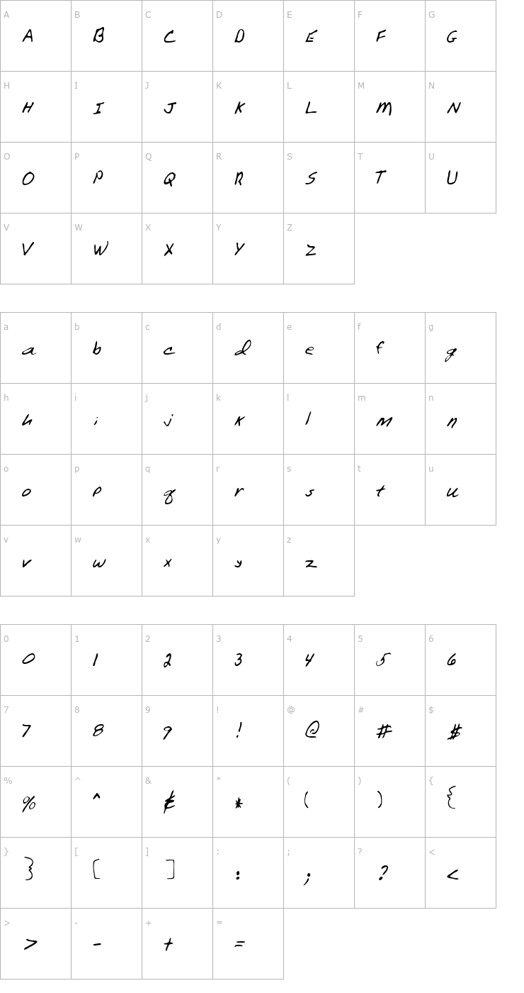 Character Map Warren Regular Font