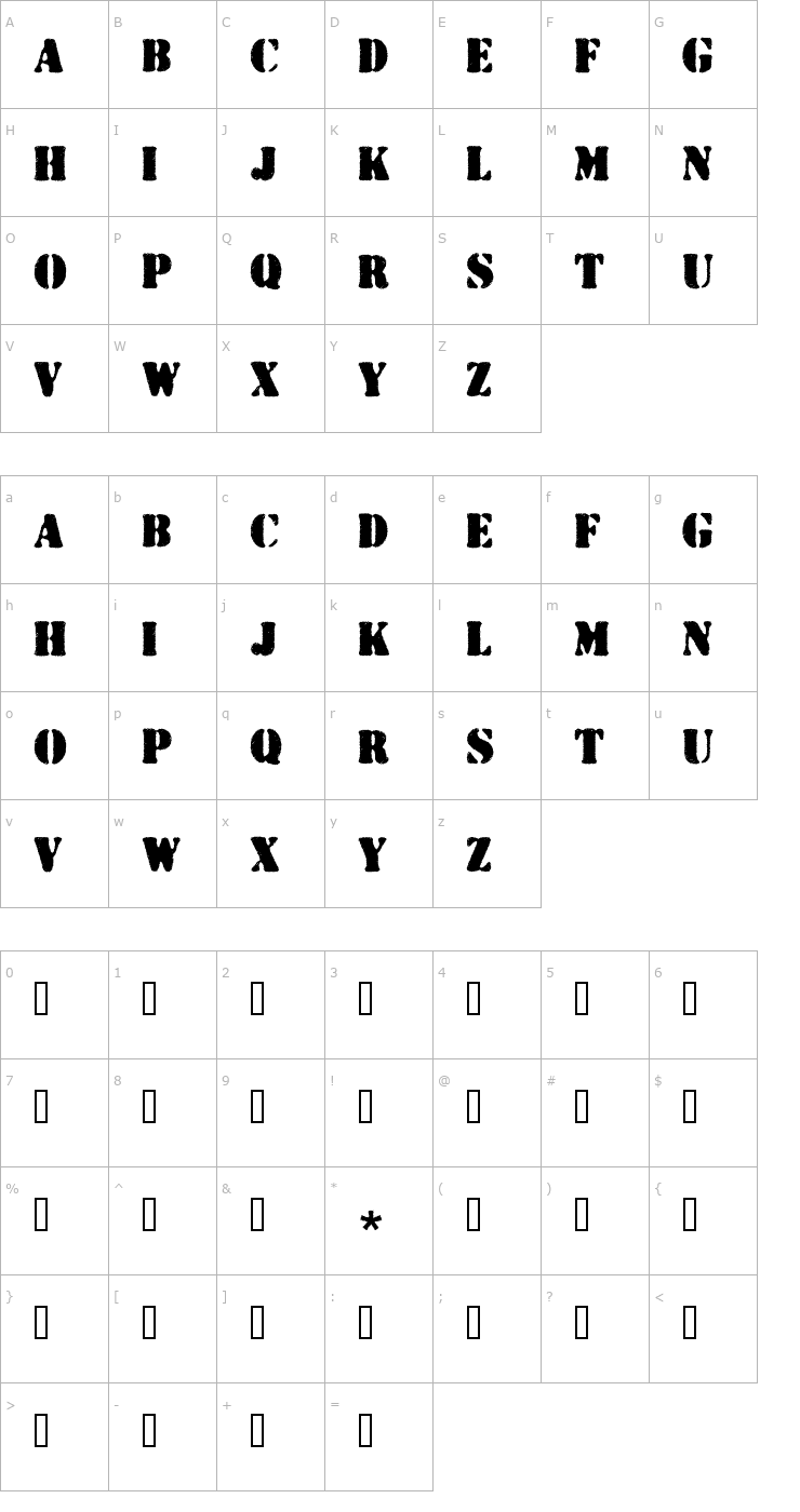Character Map Wartorn Font