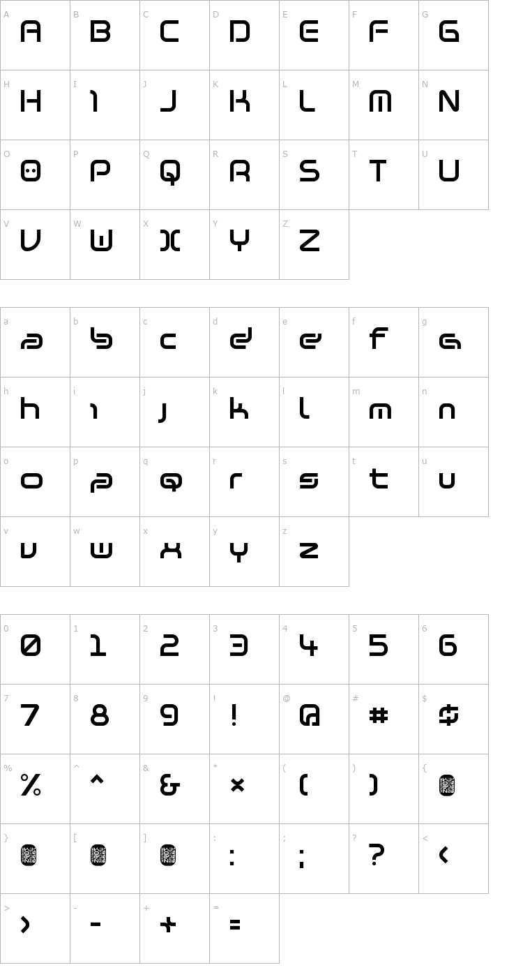 Character Map Warzone97 Font