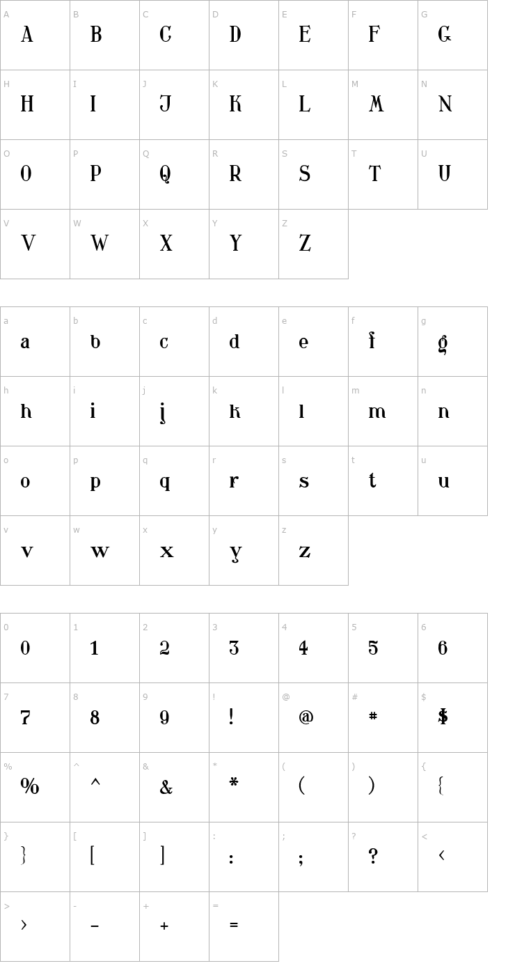 Character Map Waschkueche Font
