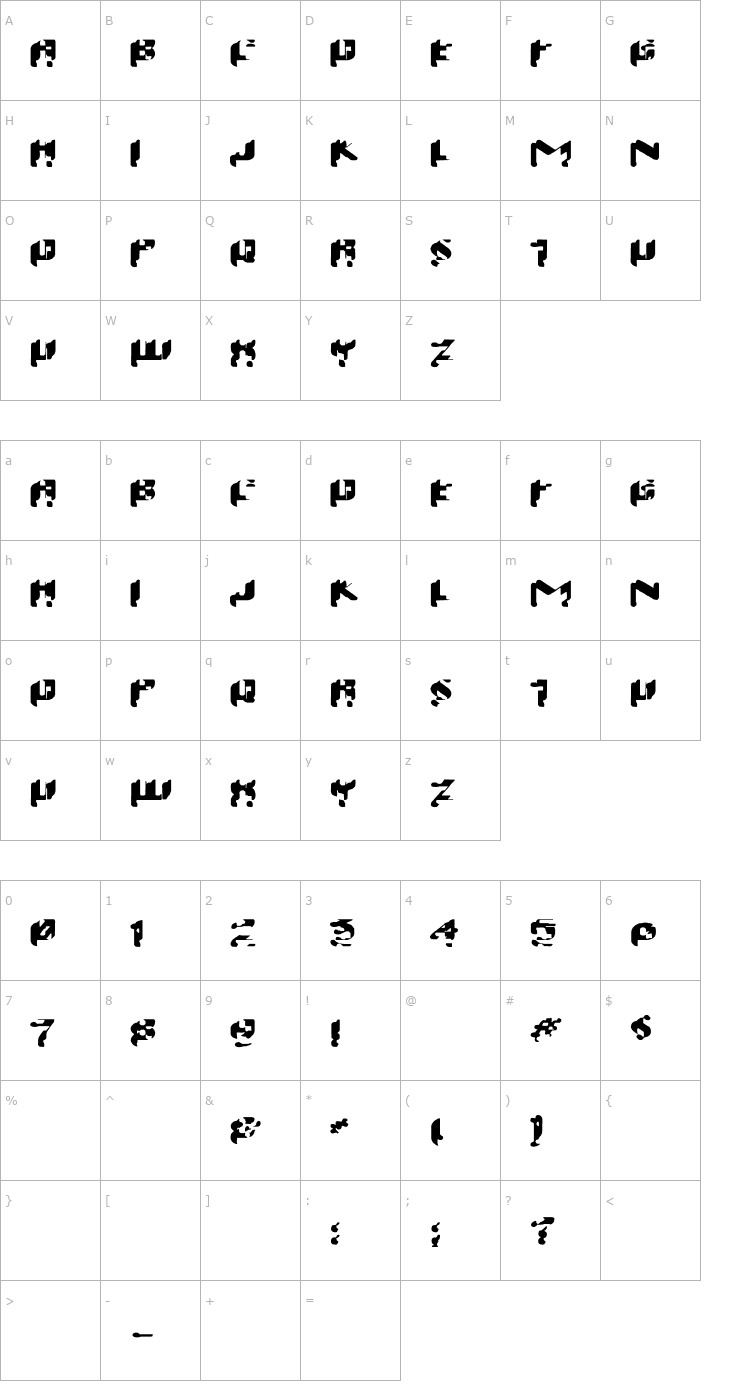 Character Map Wash 99 Font
