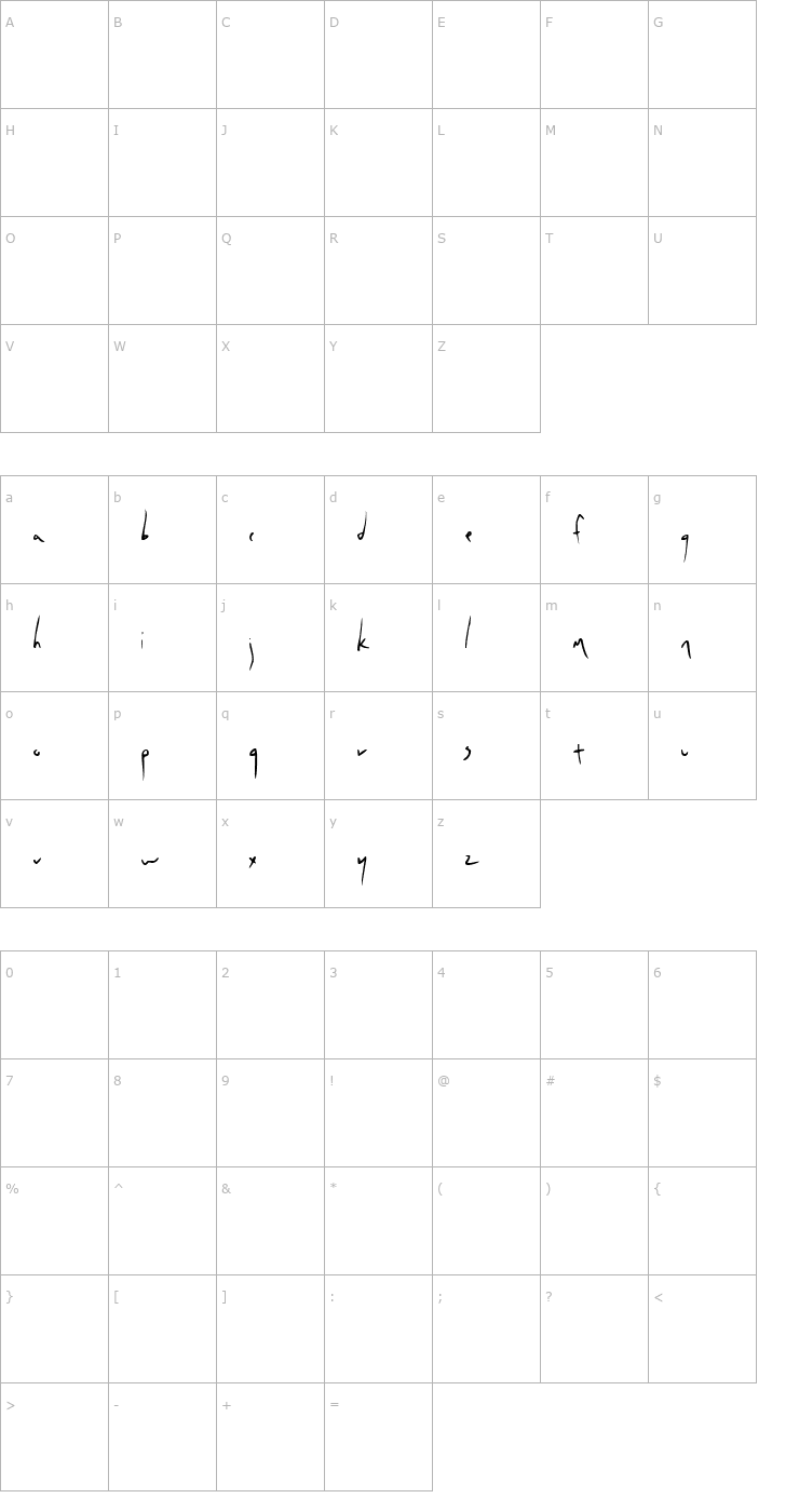 Character Map Washi Paper Font