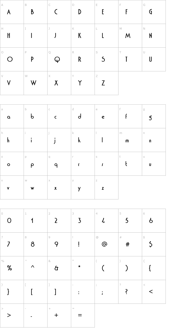 Character Map Washington_Becker Font