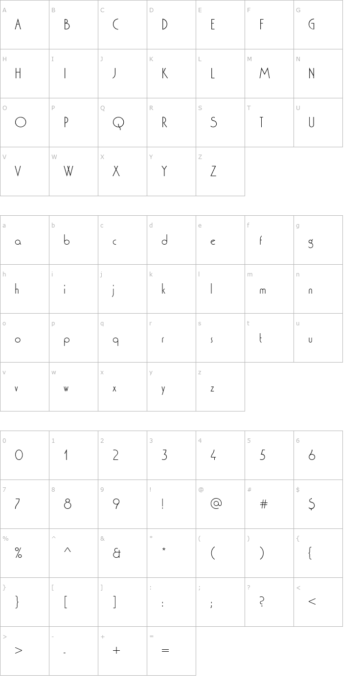 Character Map WashingtonDLig Font