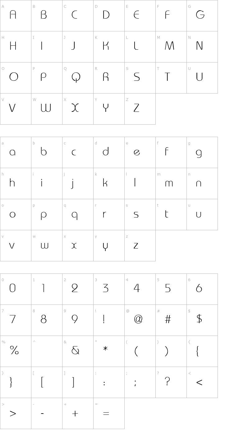 Character Map WashingtonMetro Font