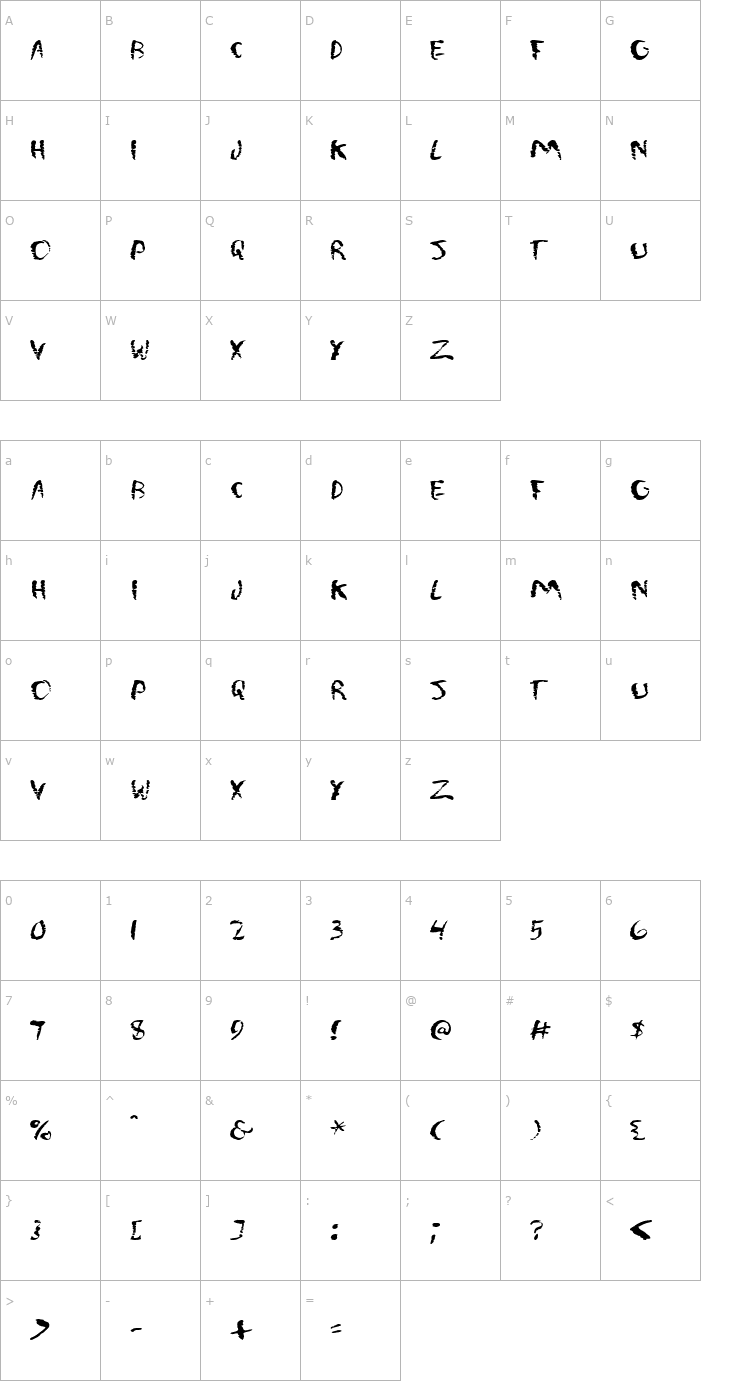 Character Map WashMe Font