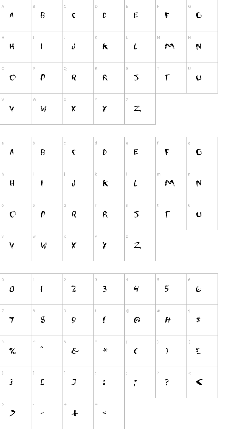 Character Map WashMe OTF Font