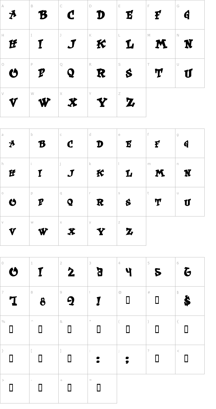 Character Map Wass Heavy Font