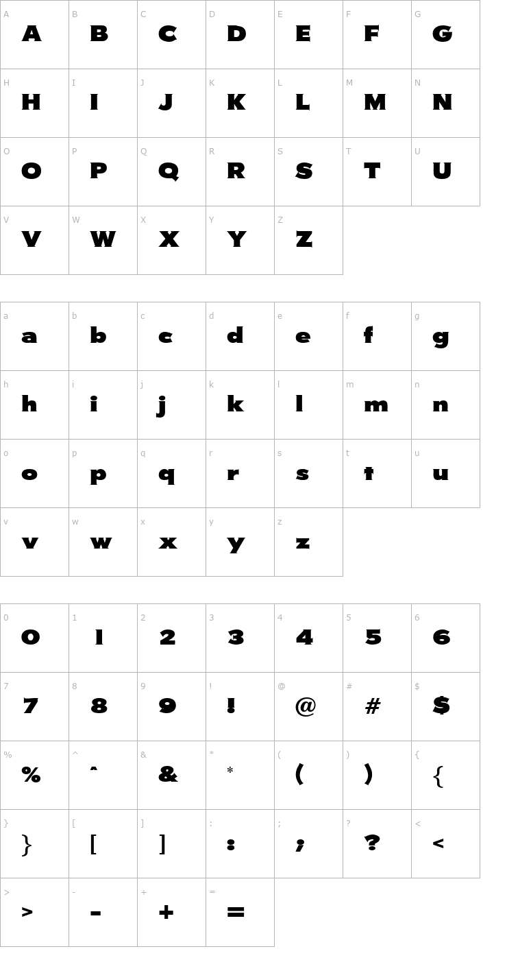 Character Map Wasserman Font
