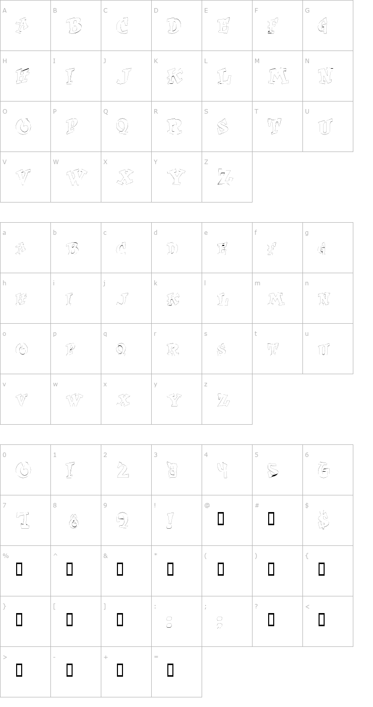 Character Map WassOutline Font
