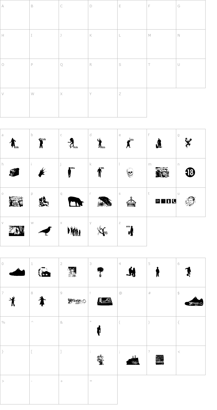 Character Map Watch The City Burn Font