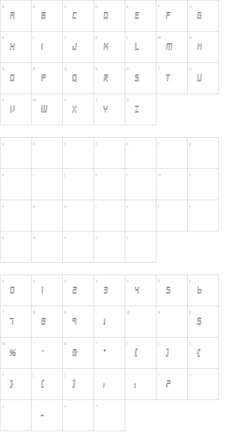 Character Map WatchMN-Outline Font