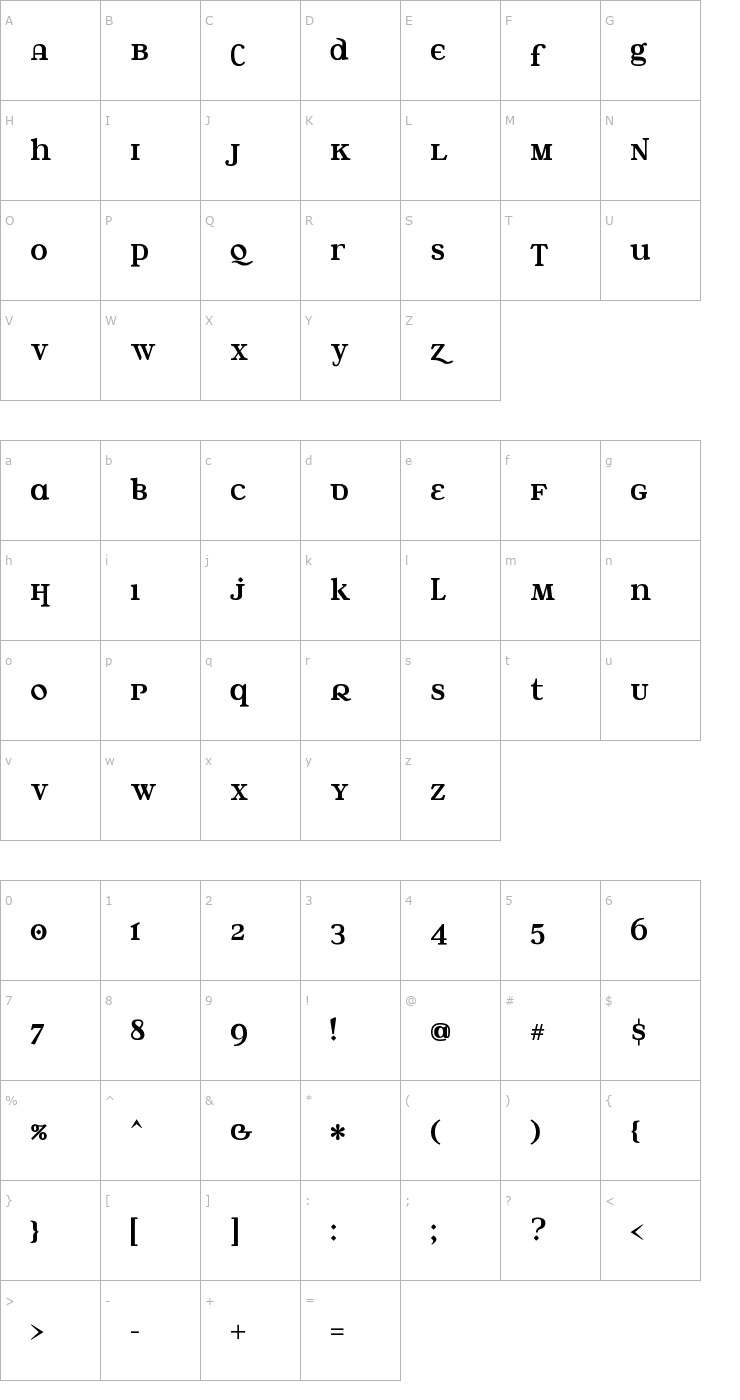 Character Map Water Street Font