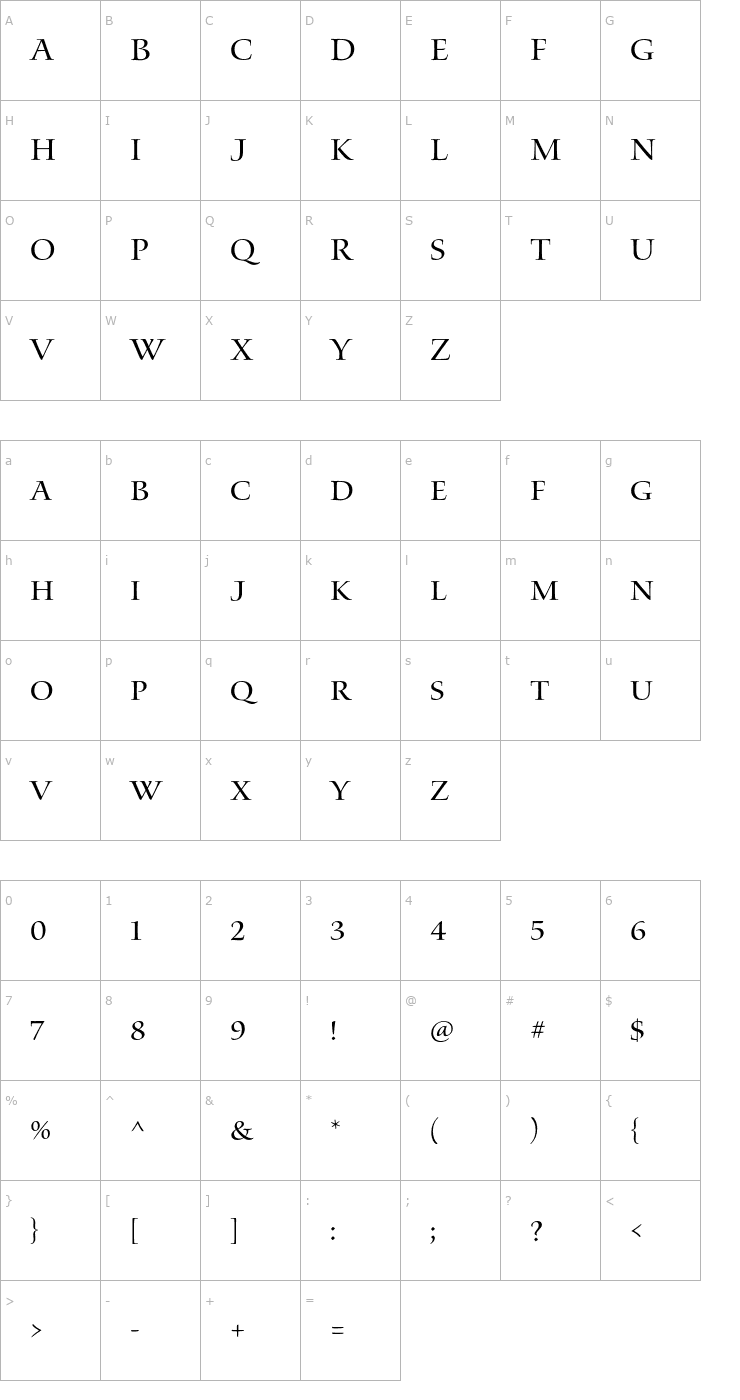 Character Map WatersTitlingMM-TallCaps_370_wt_700_wd Font
