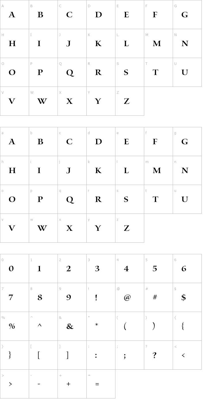 Character Map WatersTitlingPro-Sb Font