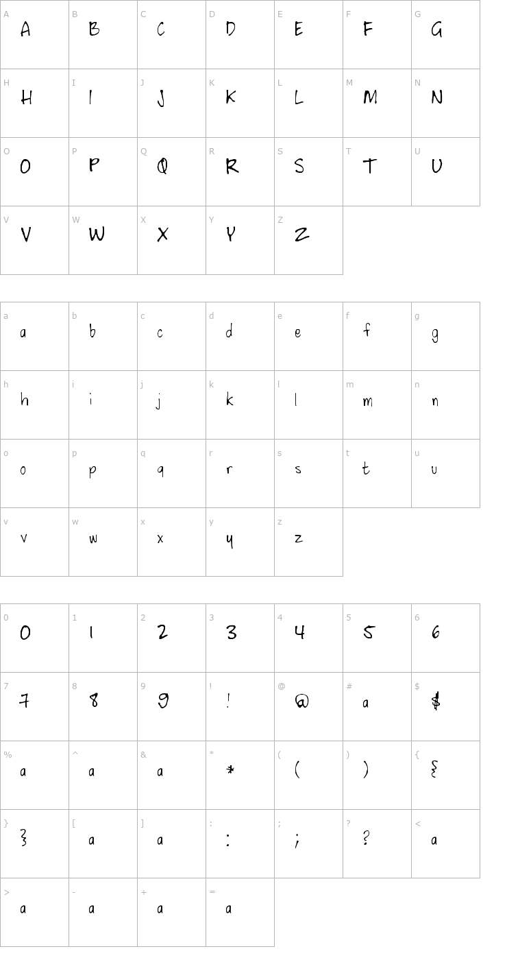 Character Map Watertank Font
