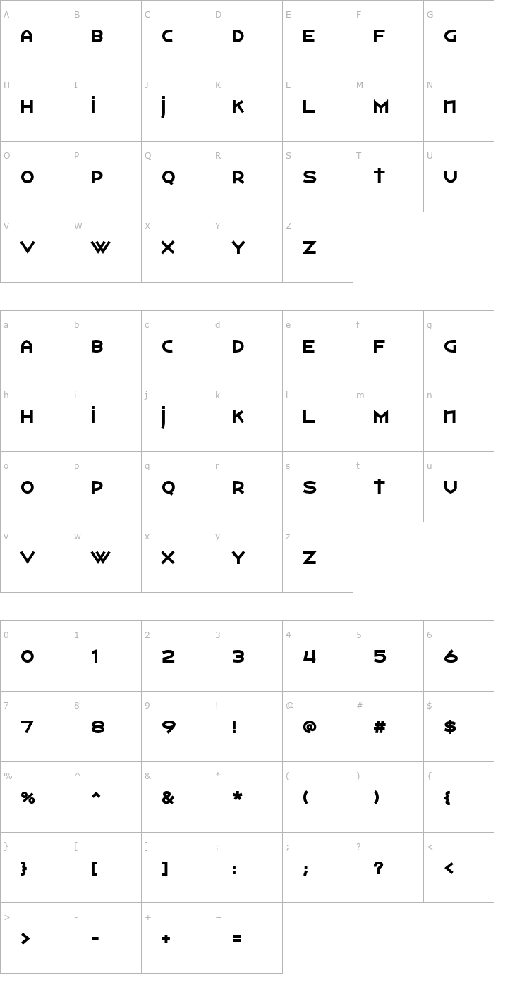 Character Map Watertown Black Font