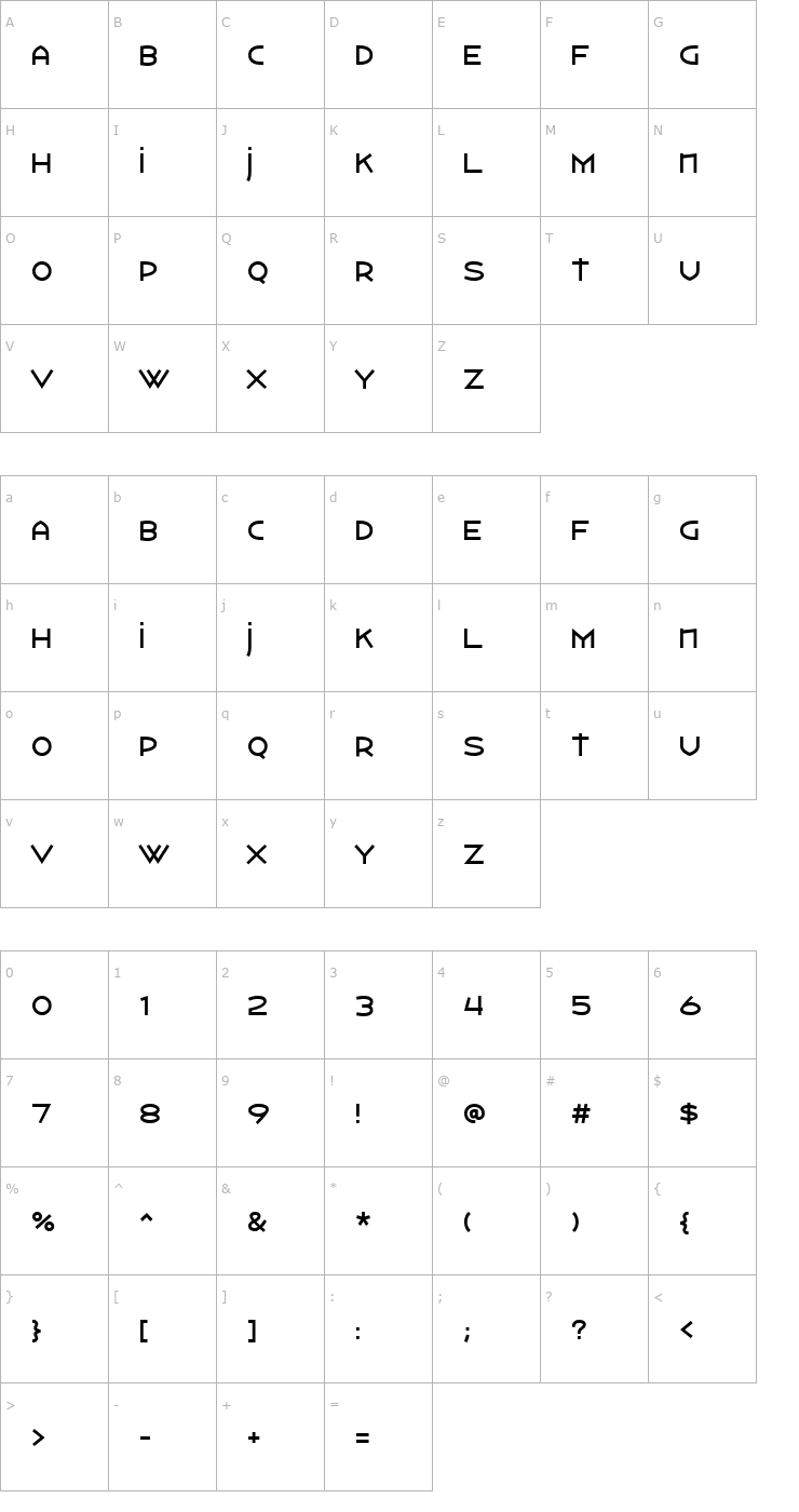 Character Map Watertown Bold Font