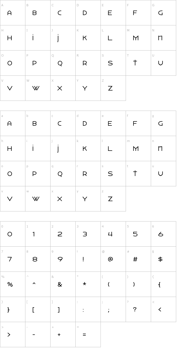 Character Map Watertown Font