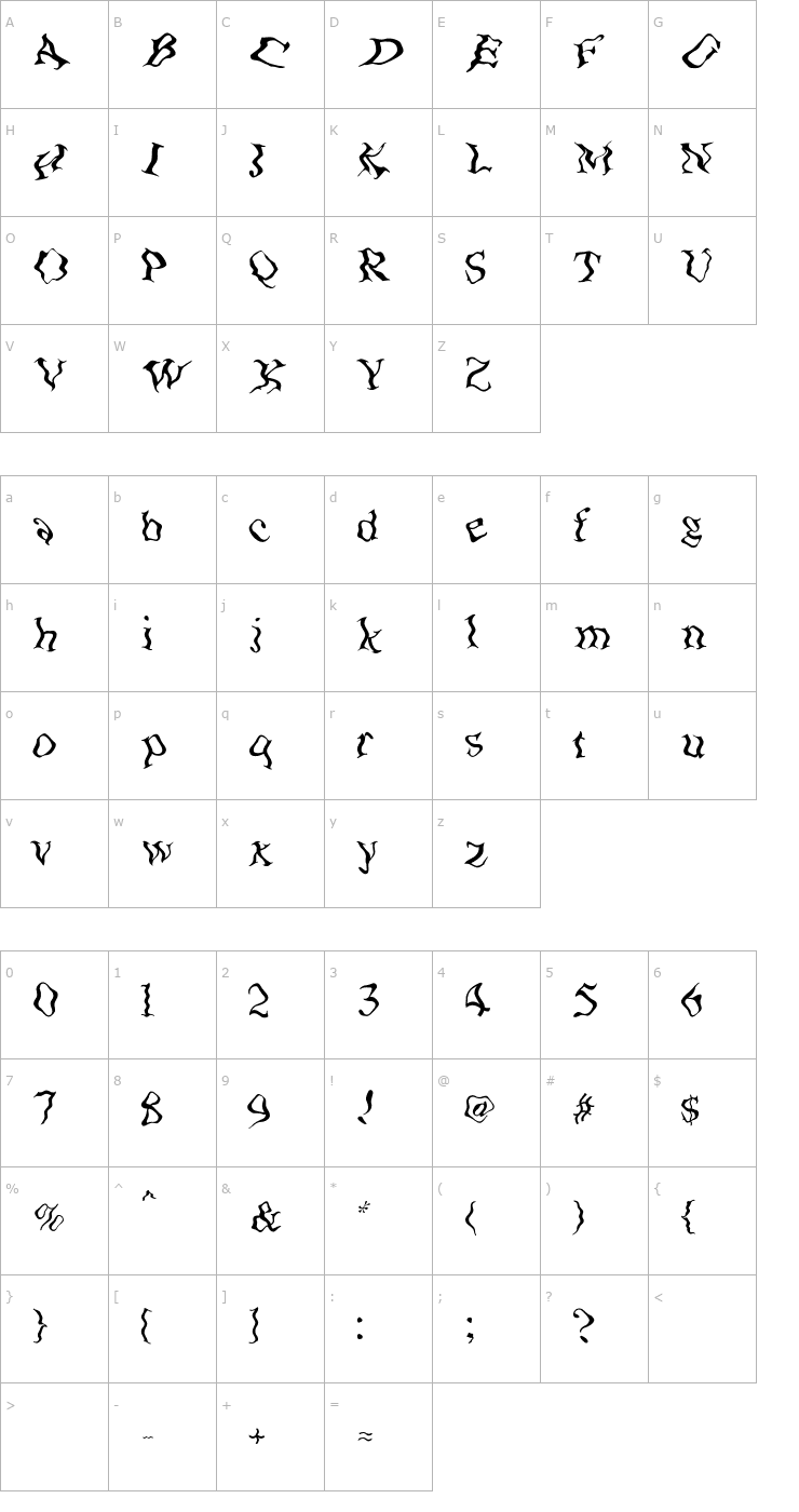 Character Map Wave-Regular Font