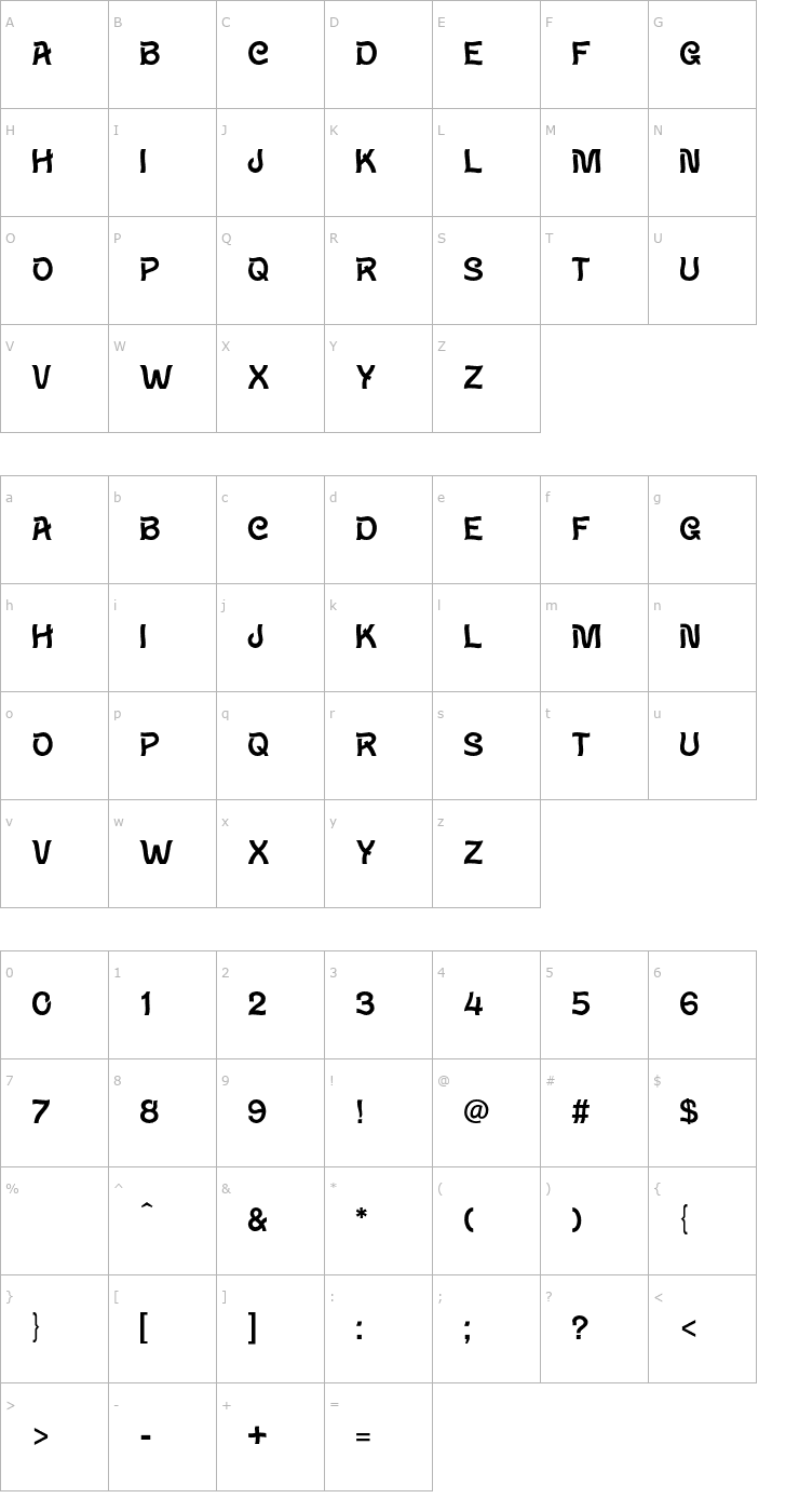Character Map Wave-Regular OTF Font