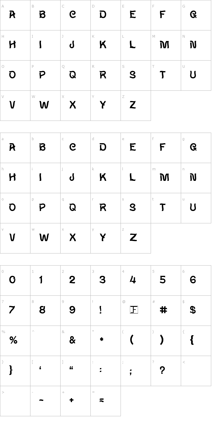 Character Map Wavy Font