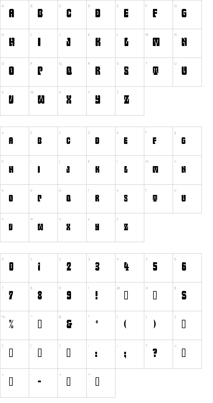 Character Map WavyOrnamentalCondensed Font