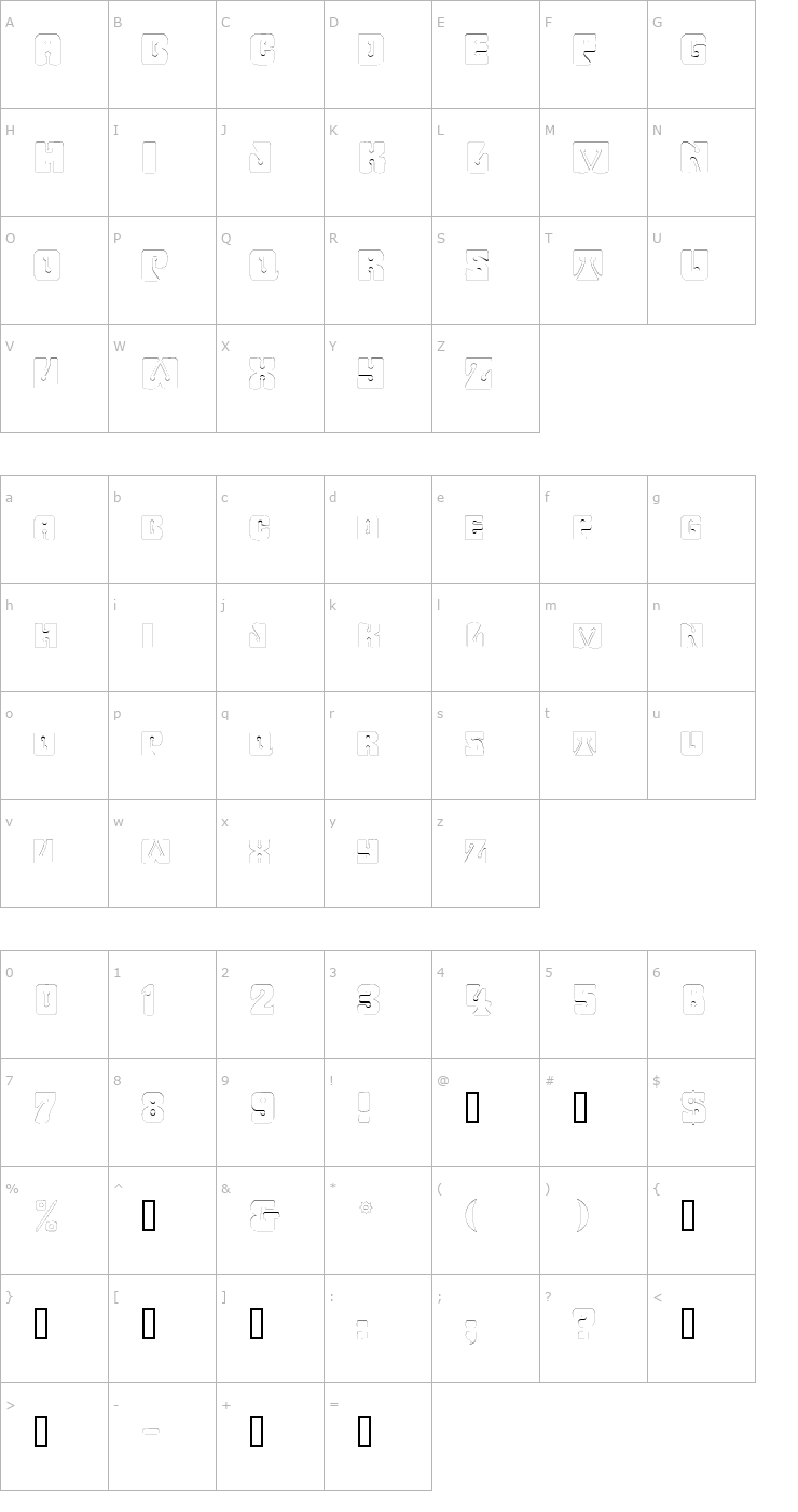 Character Map WavyOrnamentalOutline Font