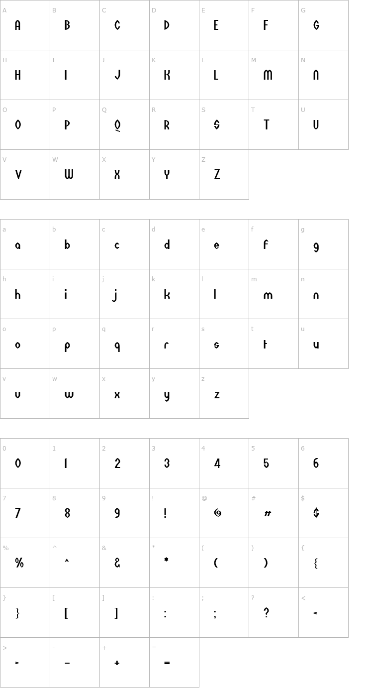 Character Map Wazoo Font