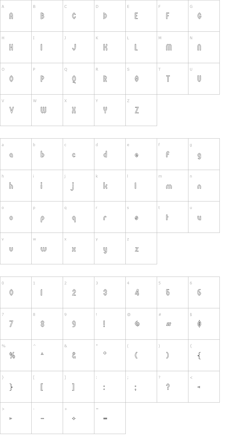 Character Map Wazoo Outline Font