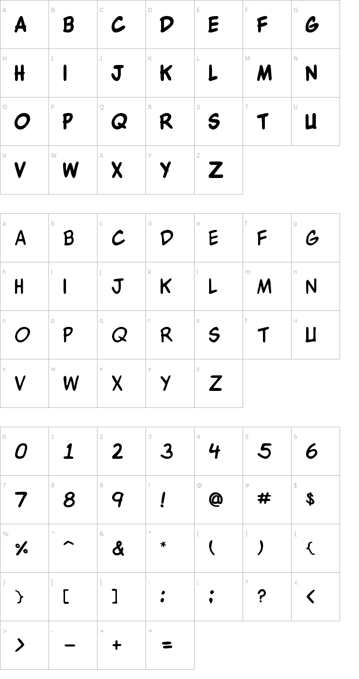 Character Map WBX Komik Font
