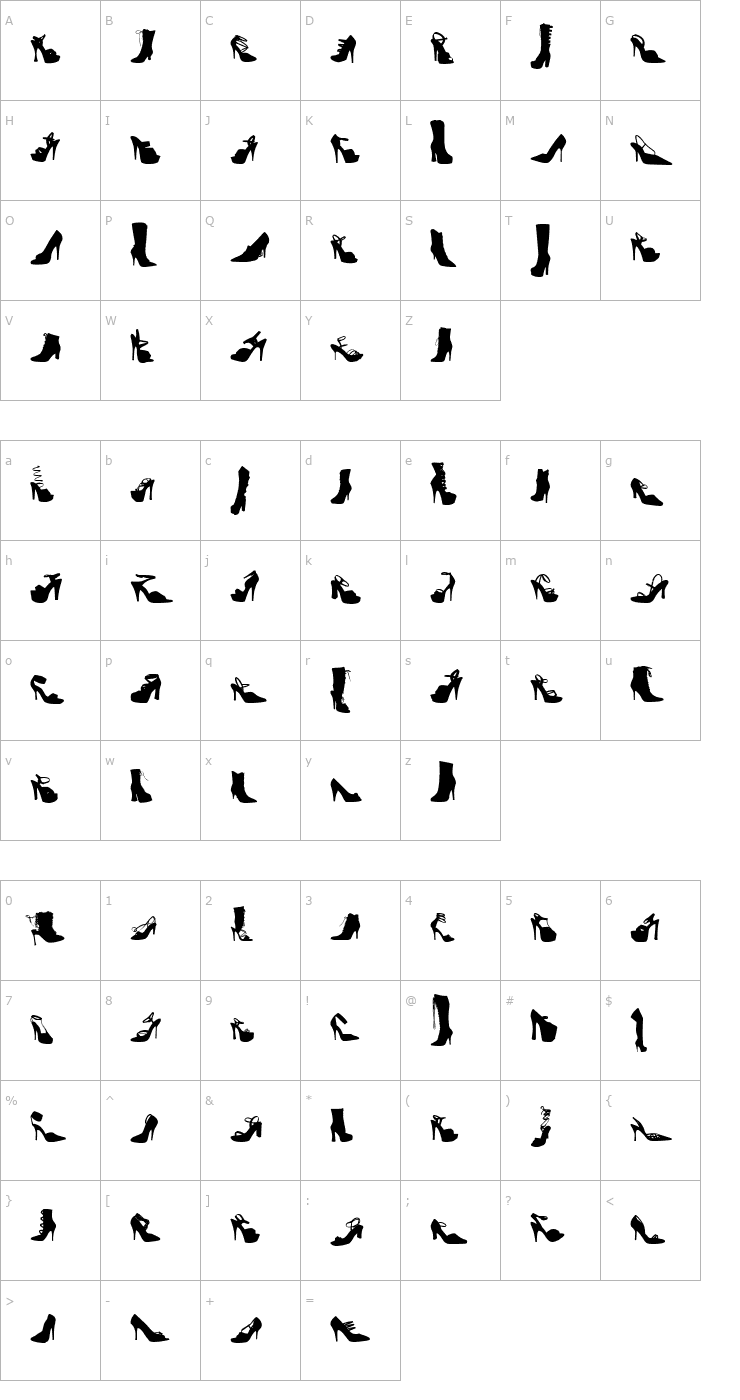 Character Map WC Fetish Bta Font