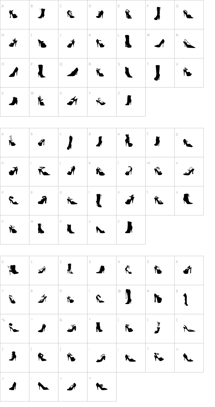 Character Map WC Fetish Bta OTF Font