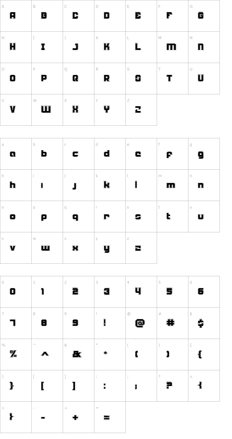 Character Map Weaponeer Academy Font