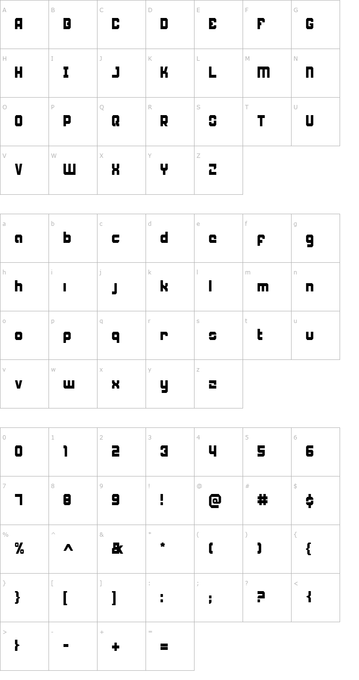 Character Map Weaponeer Condensed Font