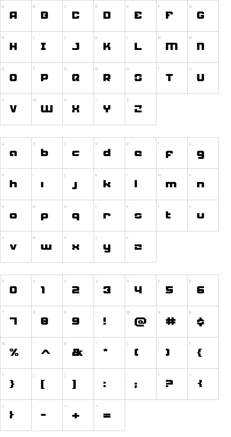Character Map Weaponeer Expanded Font