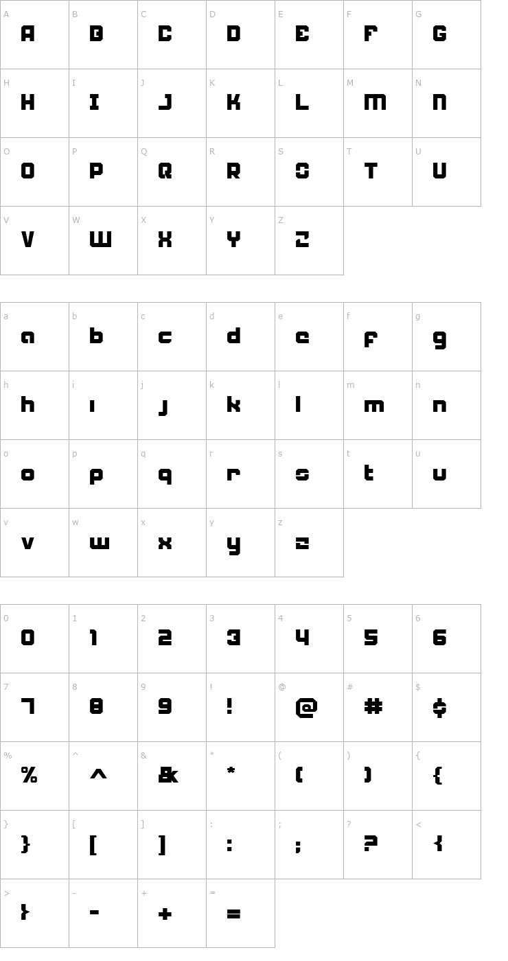 Character Map Weaponeer Font