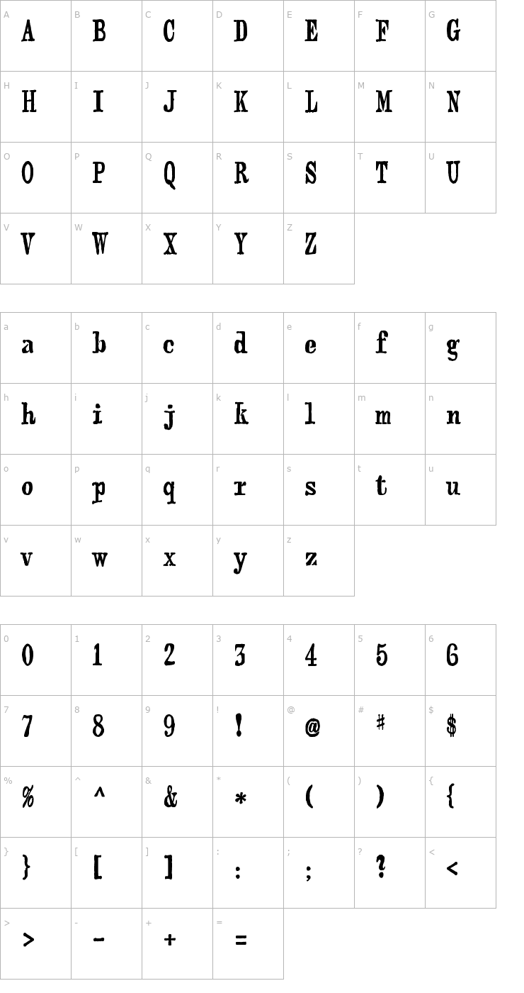 Character Map webster Font