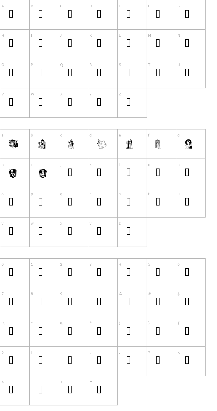 Character Map Wedding Font