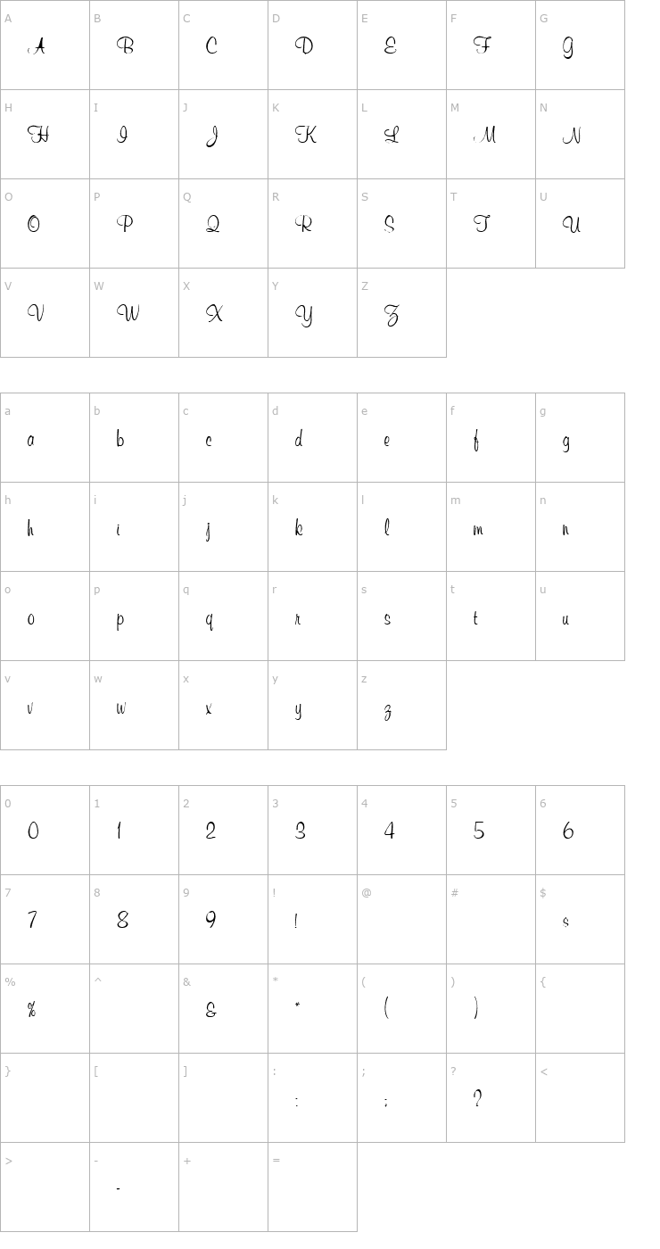 Character Map Wedding Invitation 3 Font