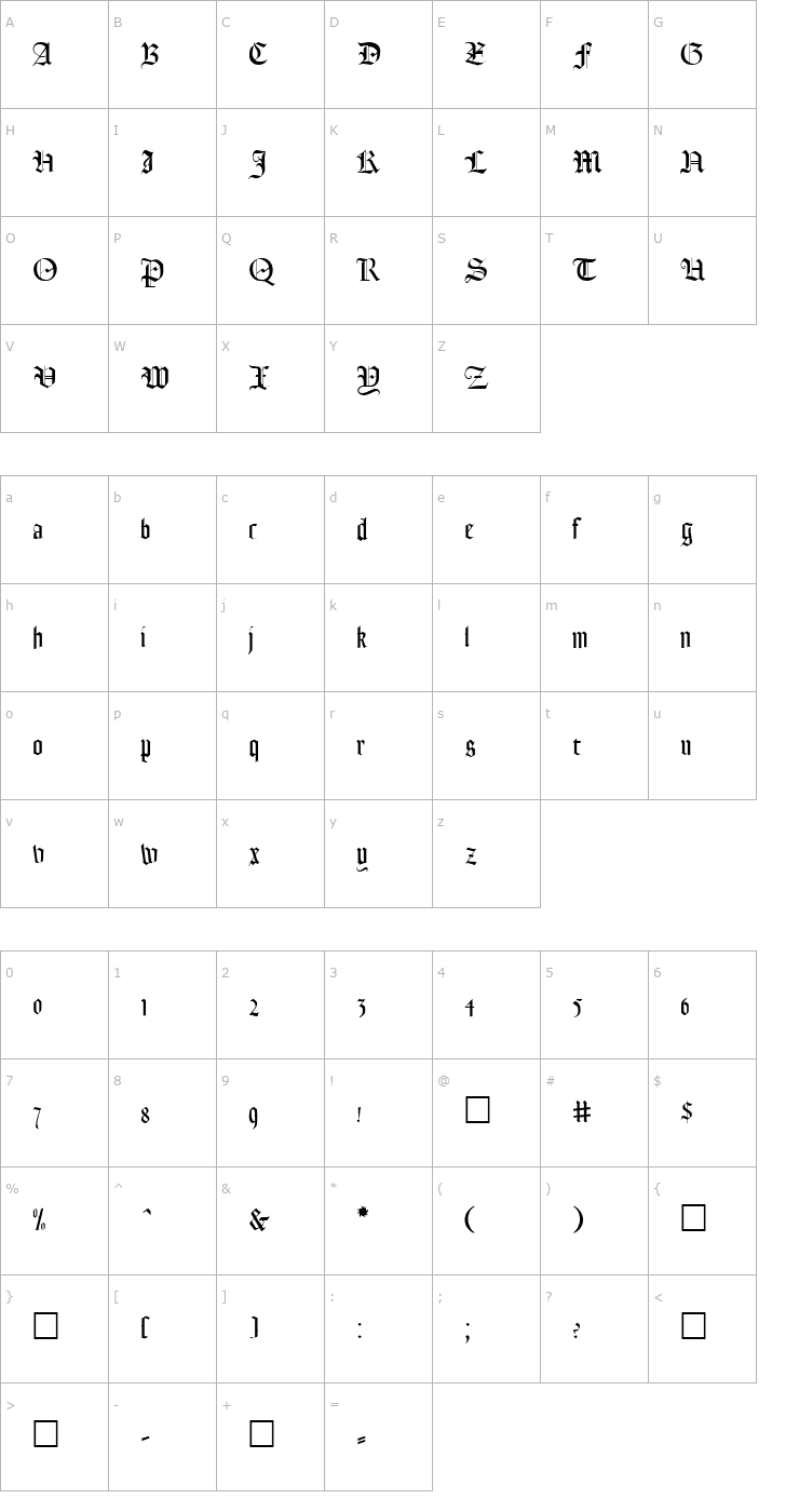 Character Map WeddingText Font