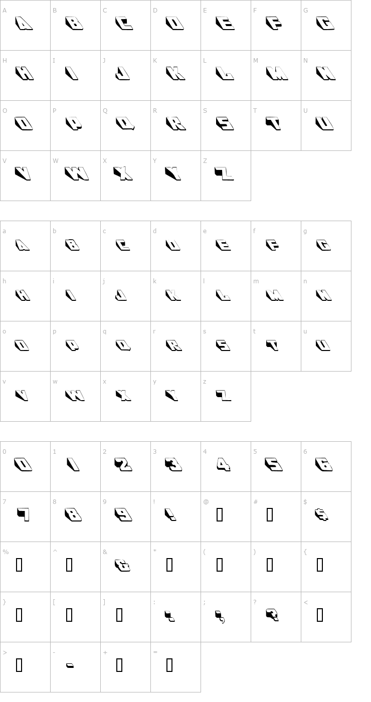 Character Map Wedgie Font