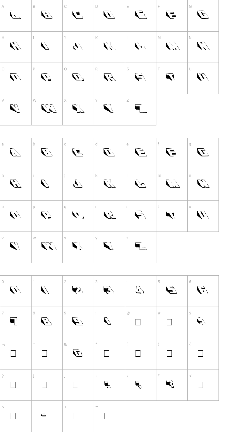 Character Map Wedgie Medium Font